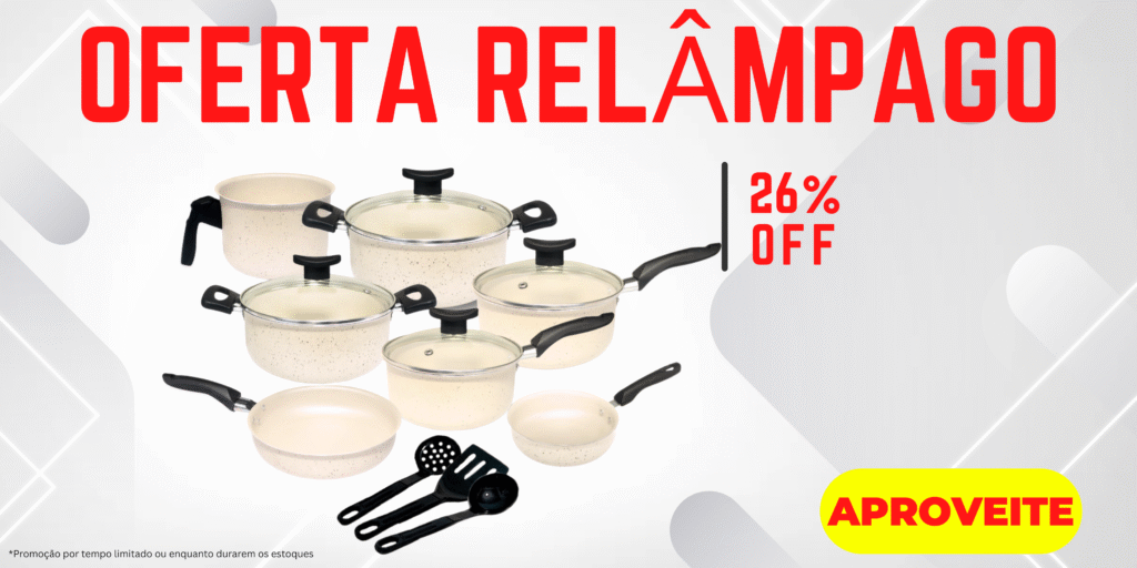 BANNER OFERTA RELÂMPAGO - Jogo de Panelas Teflon Atenas 10 Peças Vale a Pena Análise Completa e Benefícios